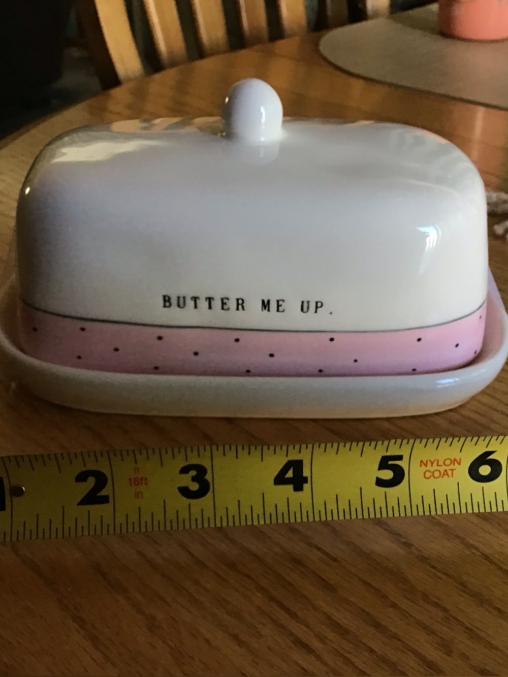 "Butter Me Up" Ceramic Butter Dish - White & Pink - Rae Dunn